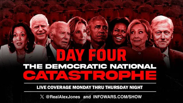 Exclusive DNC Coverage Featuring Alex Jones! Kamala Will Accept Nomination, Secret Guest To Appear